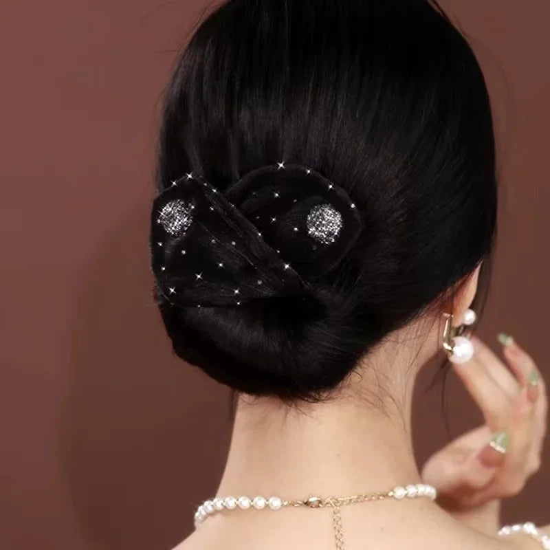 Elegant Shell Pearl Lazy Hair Curler Bow Barrettes Braided Hair Artifact Vintage Women Flower DIY Hair Maker Tools Scrunchies