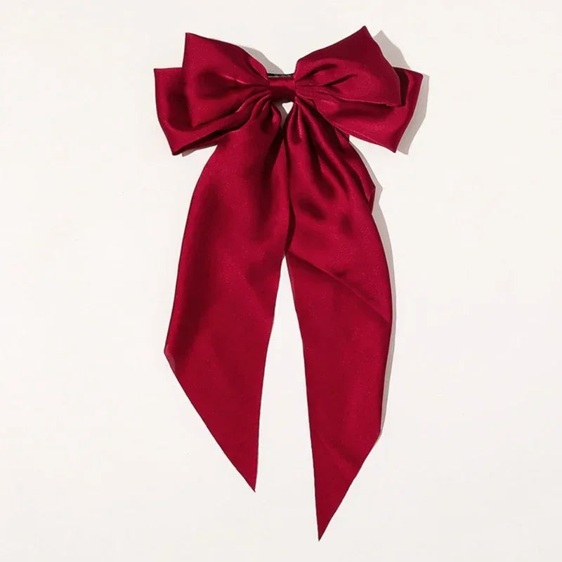 Women Girl Large Bow Hairpin Korean Headbands for Women Big Bowknot Barrettes Wedding Solid Color Ponytail Clip Hair Accessories