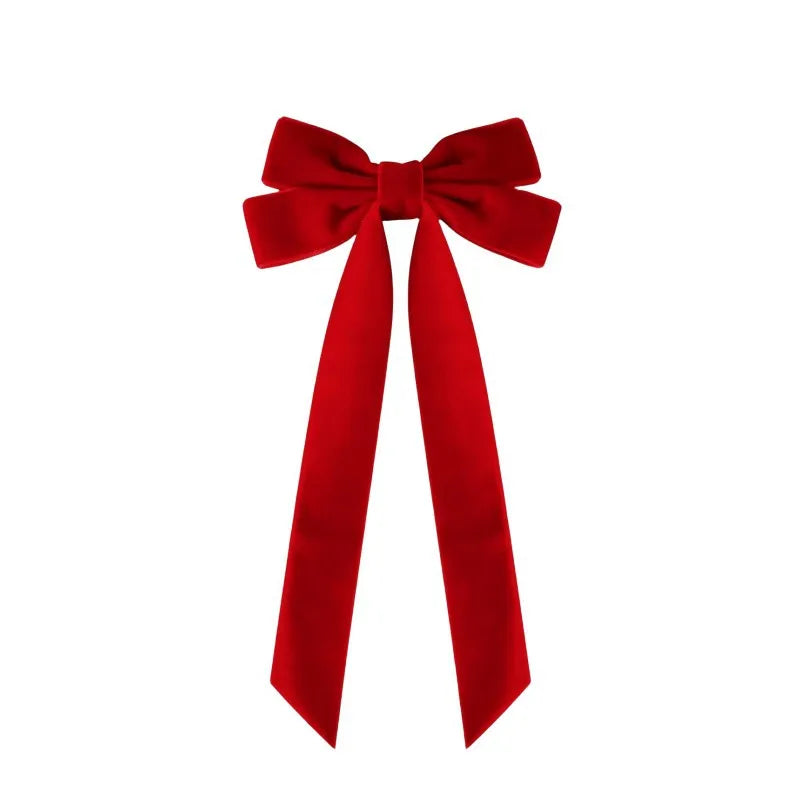 2025 Korea Elegant Long Ribbon Velvet Bow Hairpins Women Girls Hair Clips Pin Barrettes Accessories Hairclip Headdress Headwear