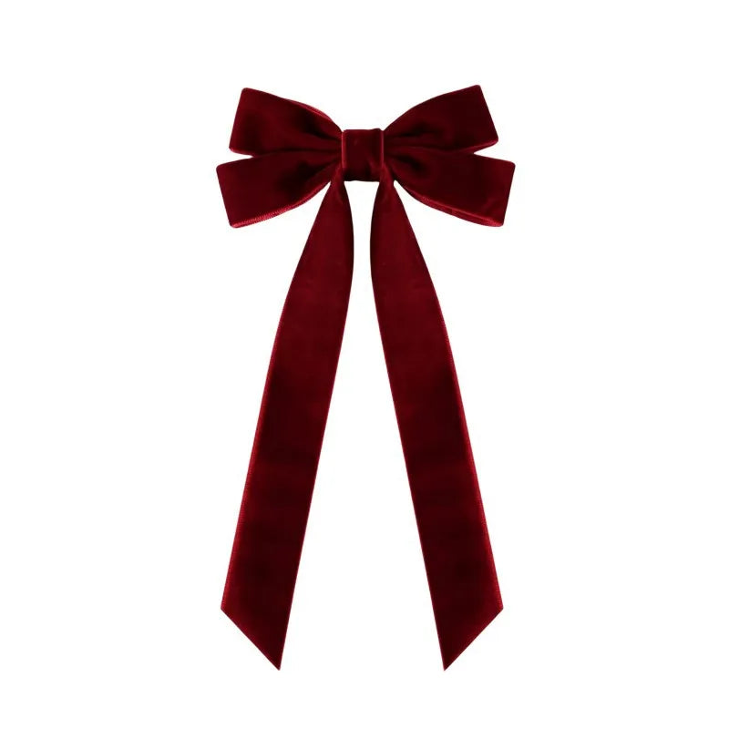 2025 Korea Elegant Long Ribbon Velvet Bow Hairpins Women Girls Hair Clips Pin Barrettes Accessories Hairclip Headdress Headwear