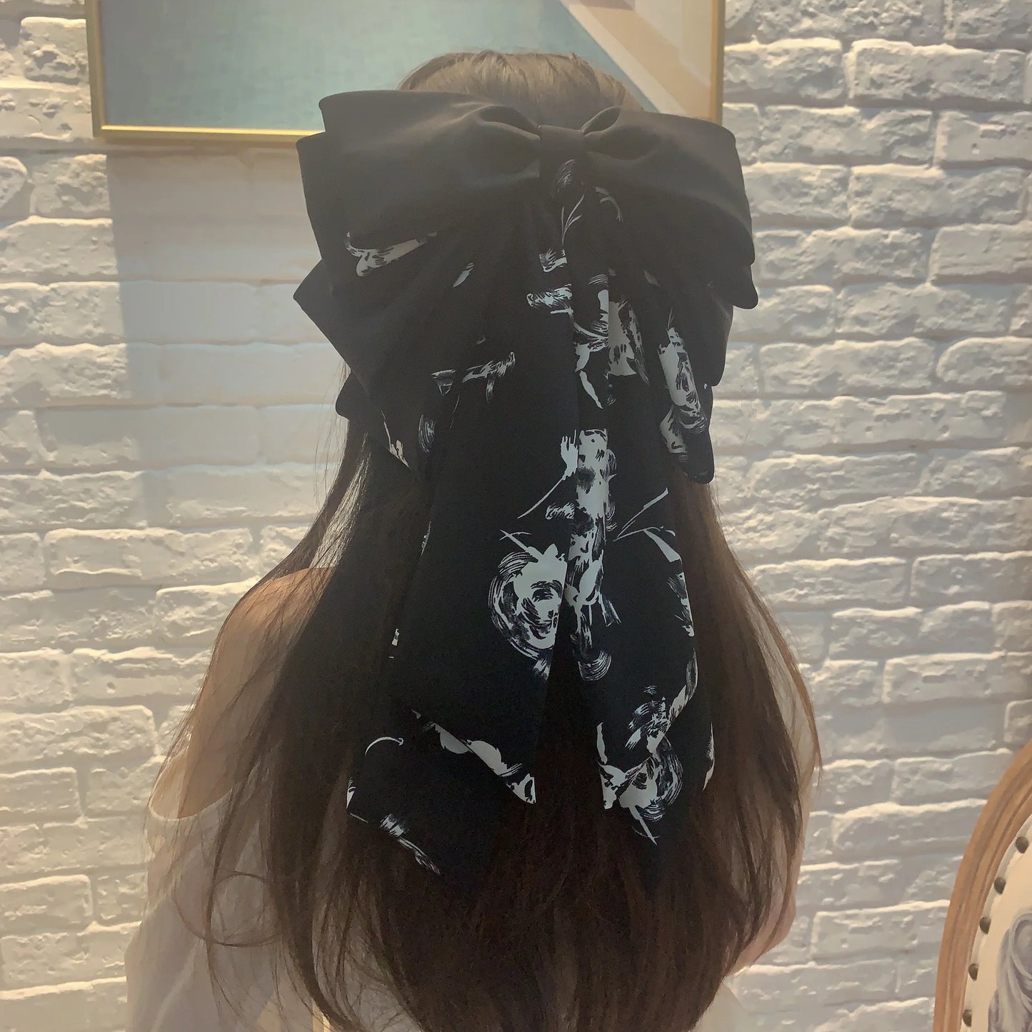 Autumn Flower Splicing Large Bow Hairpin Women Satin Big Bowknot Bow Barrettes Ponytail Clips for Girs Woman Hair Accessories