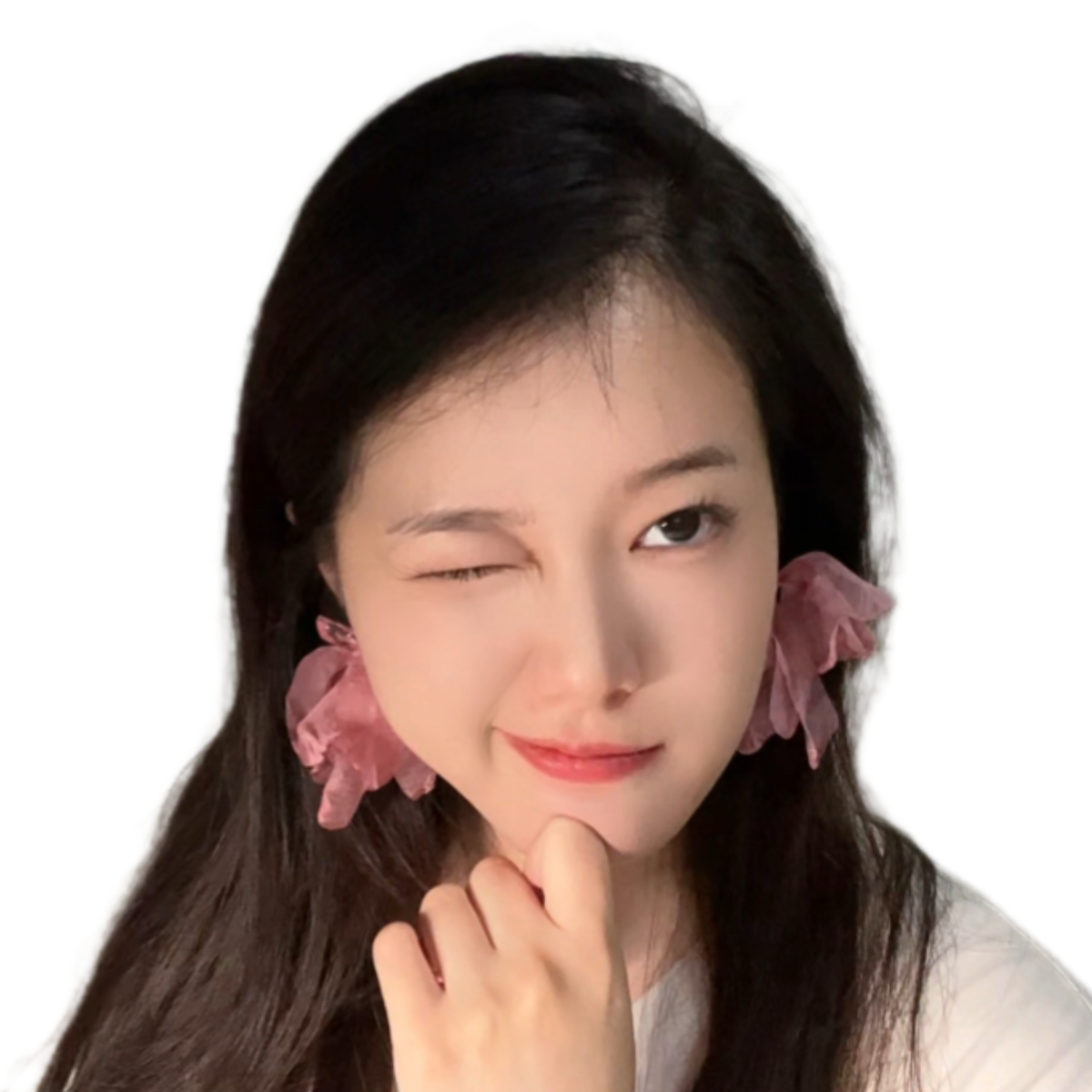 Korean Pink Lace Flower Pearl Tassel Earrings For Women Girls Sweet Petal Long Dangle Earrings Jewelry Accessories