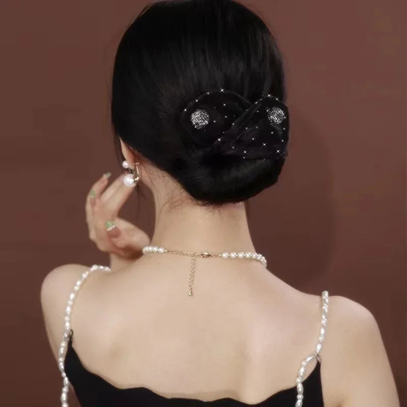 Elegant Shell Pearl Lazy Hair Curler Bow Barrettes Braided Hair Artifact Vintage Women Flower DIY Hair Maker Tools Scrunchies