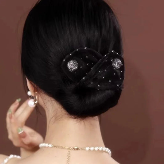 Elegant Shell Pearl Lazy Hair Curler Bow Barrettes Braided Hair Artifact Vintage Women Flower DIY Hair Maker Tools Scrunchies