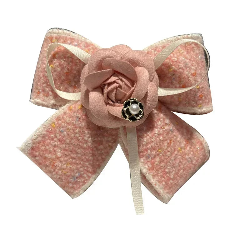 Handmade Fabric Camellia Flower Bow Hair Clips Barrettes Headdress Spring Clip Ponytail Hair Accessories for Women Girlsi-Remiel