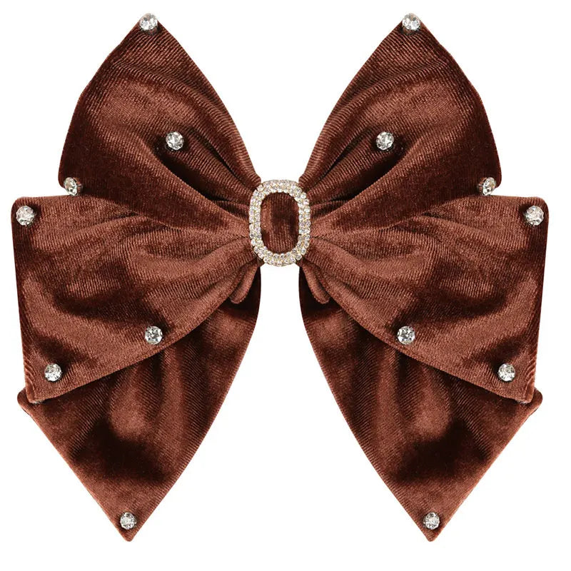 Long Ribbon Hair Bow Clips Big Bows Velvet rhinestones Barrette Vintage Women Hair Accessories French Hairpins Girls Hair Grips