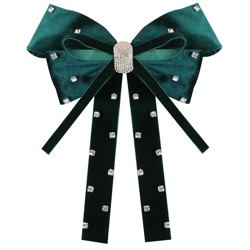 Long Ribbon Hair Bow Clips Big Bows Velvet rhinestones Barrette Vintage Women Hair Accessories French Hairpins Girls Hair Grips
