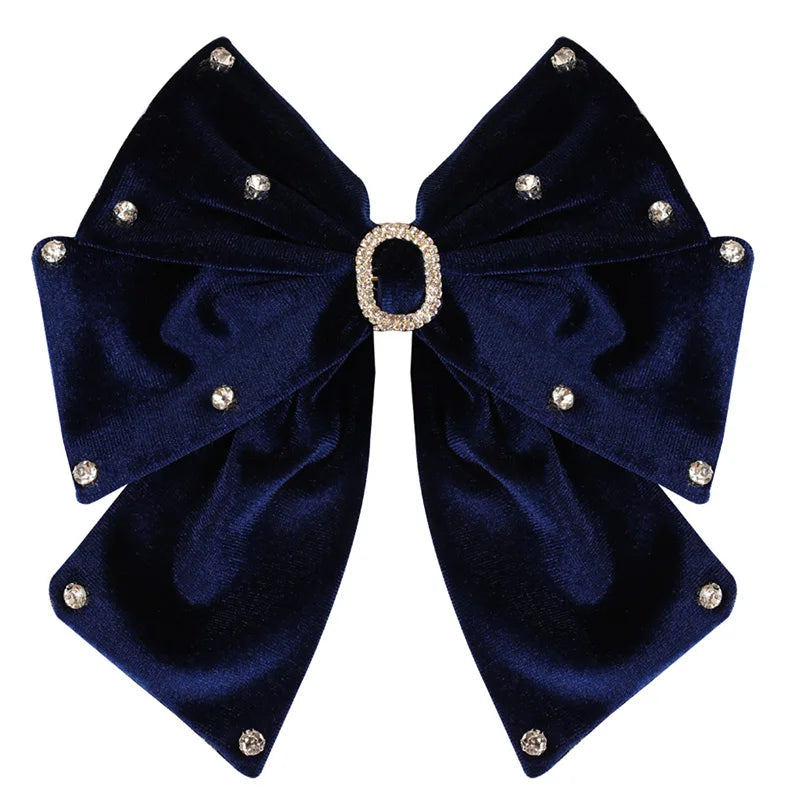 Long Ribbon Hair Bow Clips Big Bows Velvet rhinestones Barrette Vintage Women Hair Accessories French Hairpins Girls Hair Grips