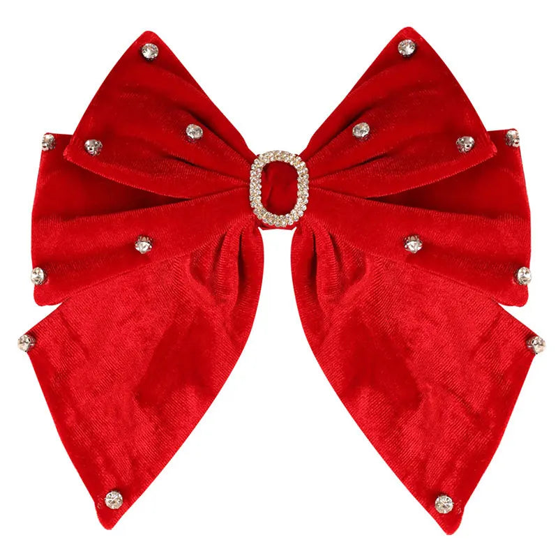 Long Ribbon Hair Bow Clips Big Bows Velvet rhinestones Barrette Vintage Women Hair Accessories French Hairpins Girls Hair Grips