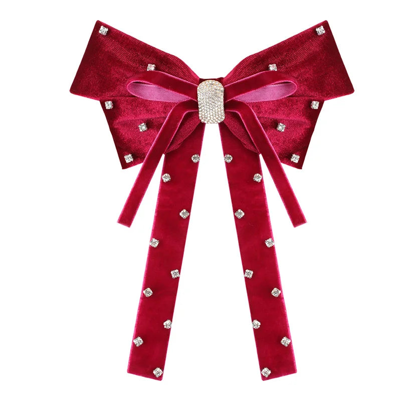 Long Ribbon Hair Bow Clips Big Bows Velvet rhinestones Barrette Vintage Women Hair Accessories French Hairpins Girls Hair Grips