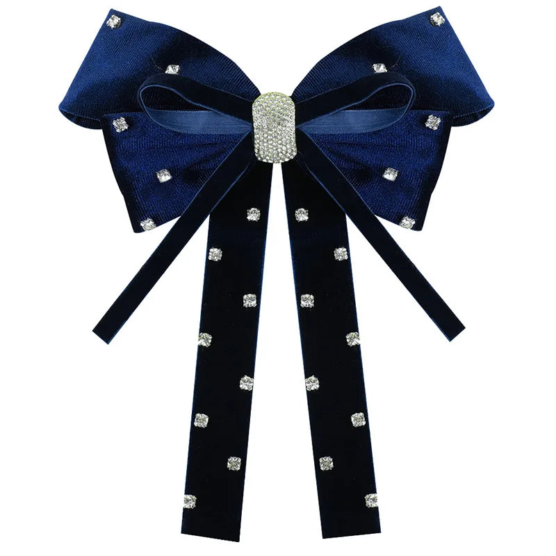 Long Ribbon Hair Bow Clips Big Bows Velvet rhinestones Barrette Vintage Women Hair Accessories French Hairpins Girls Hair Grips
