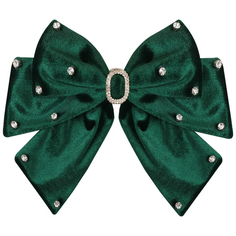 Long Ribbon Hair Bow Clips Big Bows Velvet rhinestones Barrette Vintage Women Hair Accessories French Hairpins Girls Hair Grips