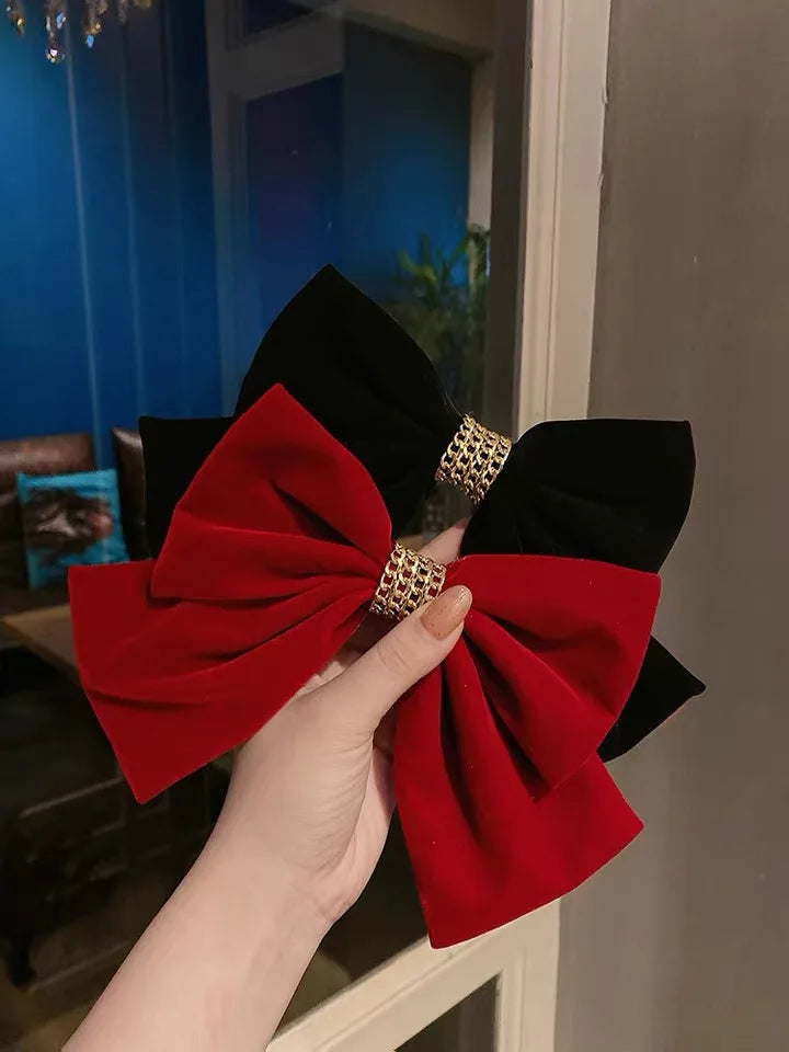 Velvet Bow Hair Clip Elegant Bow Tie Hairpins Barrettes Vintage Women Girls Black Wine Red Bow Hair Clip Tie Prom Accessories