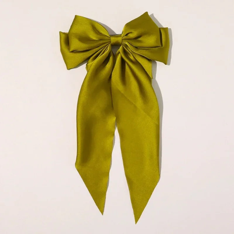 Women Girl Large Bow Hairpin Korean Headbands for Women Big Bowknot Barrettes Wedding Solid Color Ponytail Clip Hair Accessories