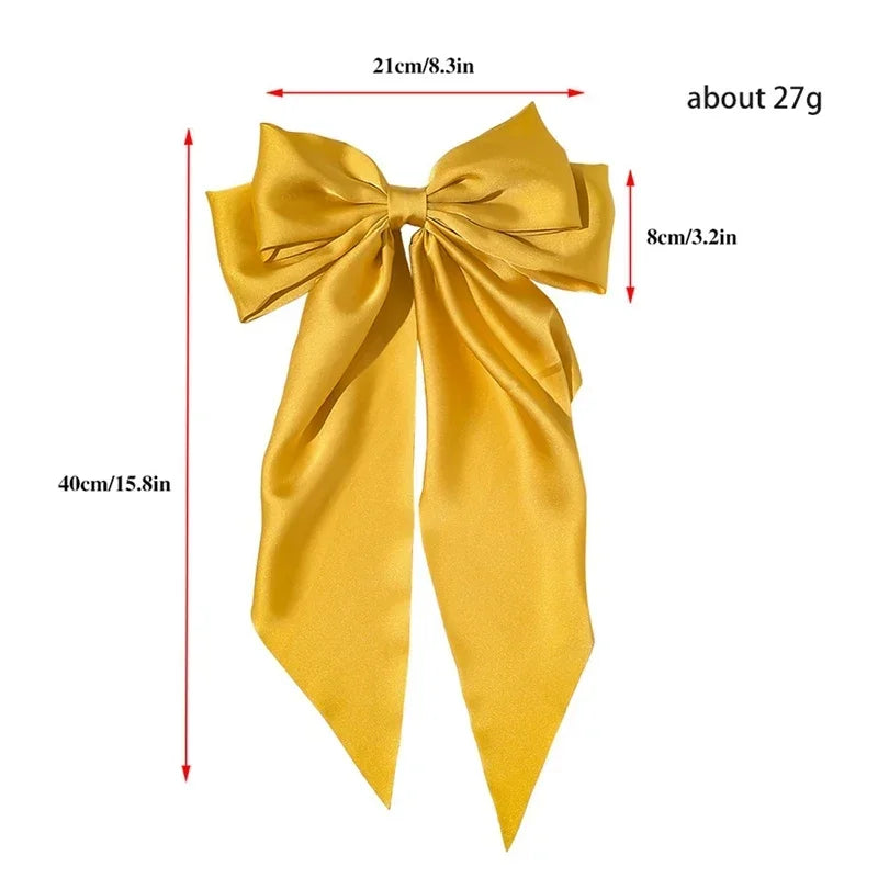 Women Girl Large Bow Hairpin Korean Headbands for Women Big Bowknot Barrettes Wedding Solid Color Ponytail Clip Hair Accessories