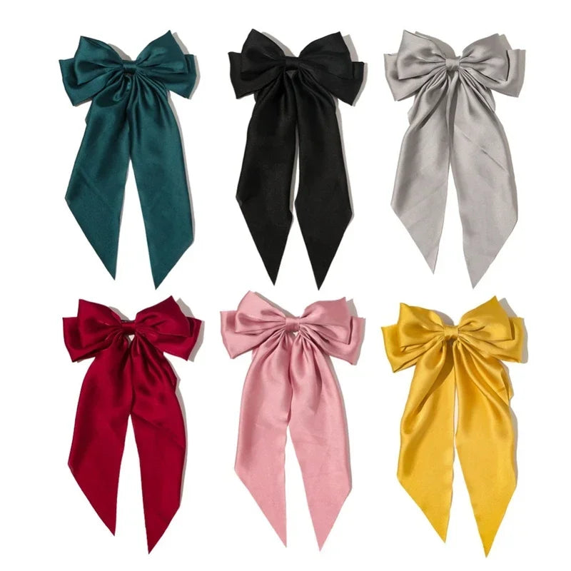 Women Girl Large Bow Hairpin Korean Headbands for Women Big Bowknot Barrettes Wedding Solid Color Ponytail Clip Hair Accessories